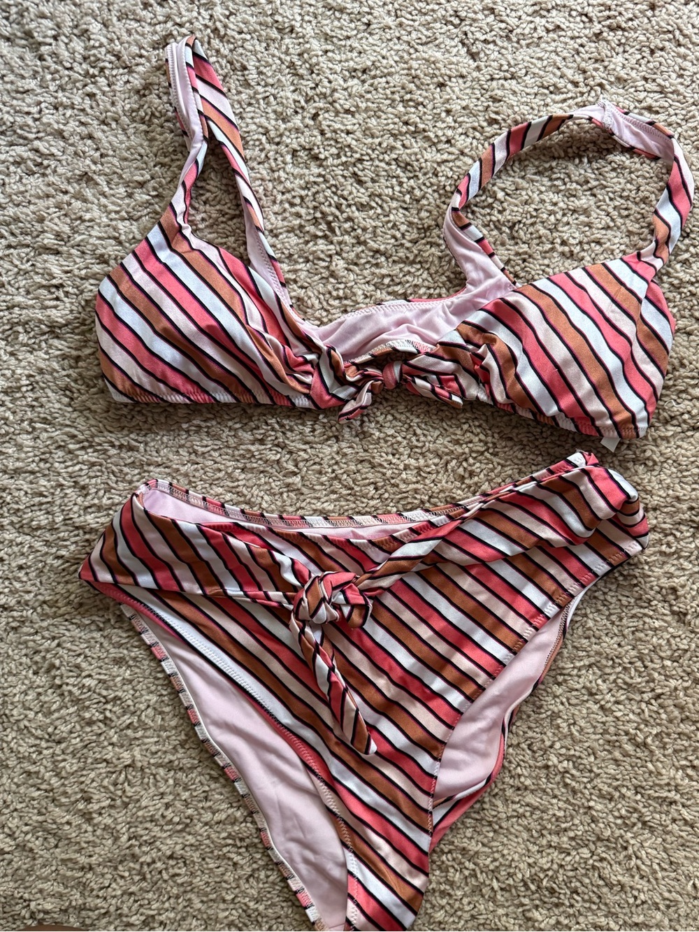 Victoria’s Secret Swim Striped Tie-front bikini high-waisted bottoms